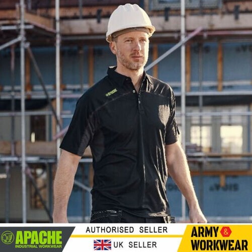 Apache Langley Performance Poly Interlock Polo Shirt Black Collar