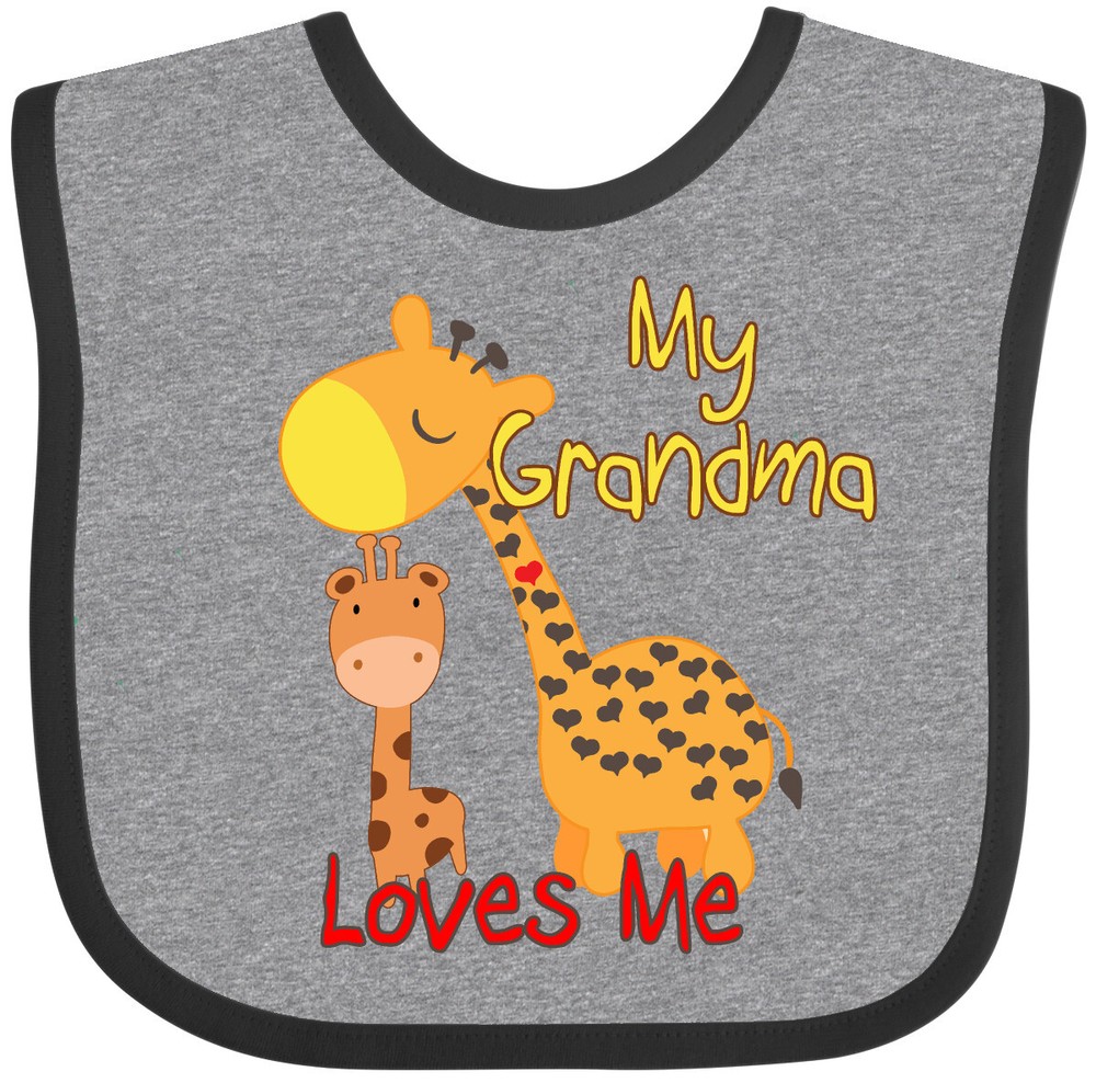 Inktastic My Grandma Loves Me Giraffe Baby Bib Grandmother Grandchild Clothing