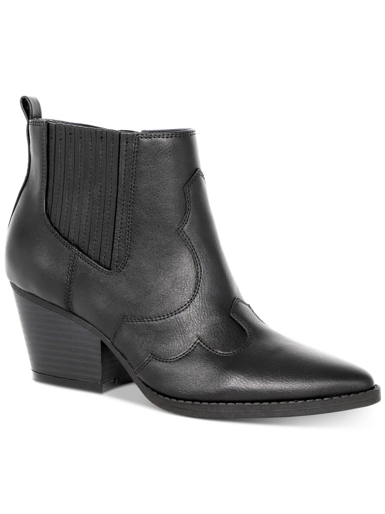 AMERICAN RAG Womens Black Western Kayyla Almond Toe Block Heel Booties 8 M