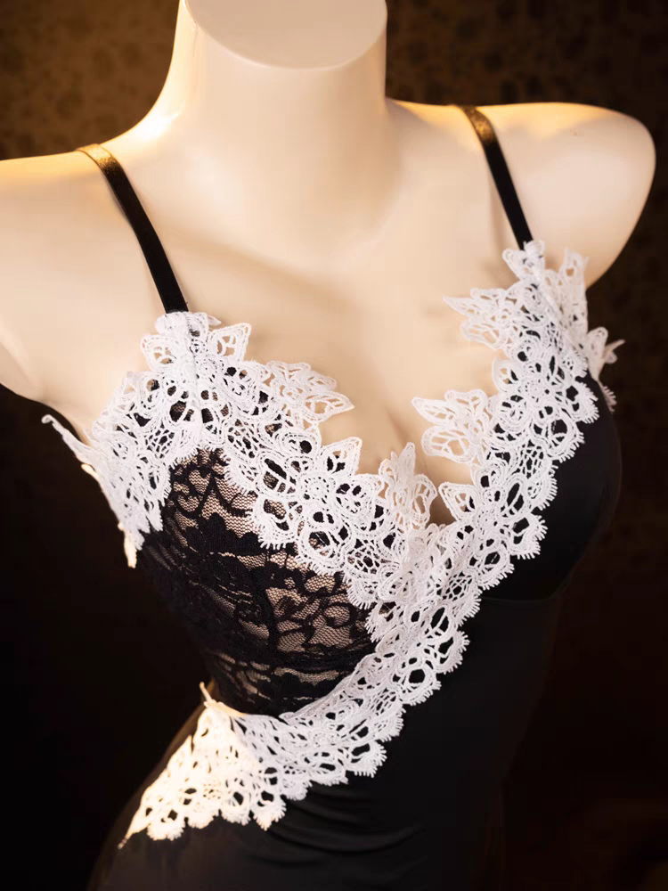 Women Sexy Lace Modal Chemise Nightgown Sleepwear Babydoll Lingerie Sleepdress M