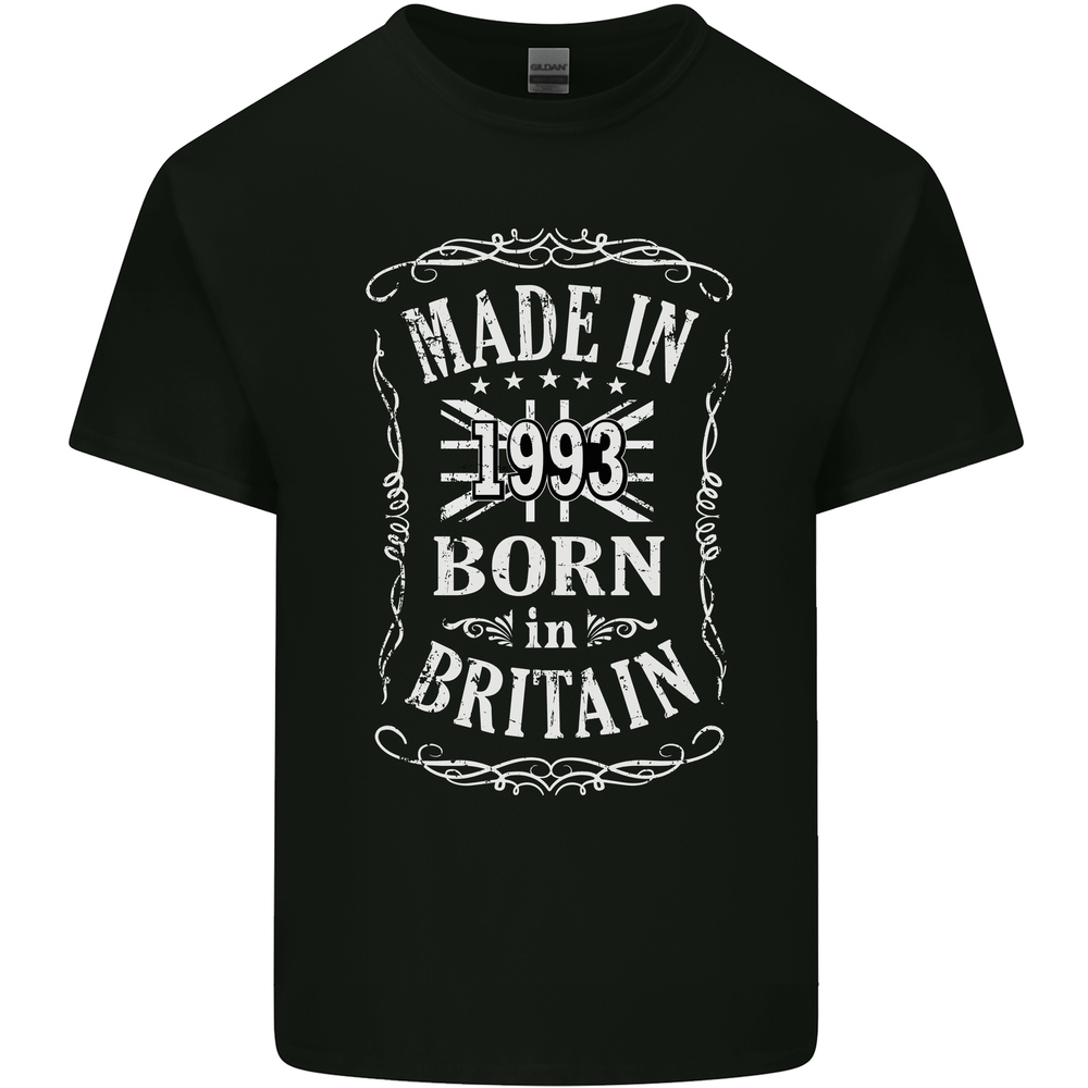Born In Britain 30th Birthday Made 1993 Mens Cotton T-Shirt Tee Top