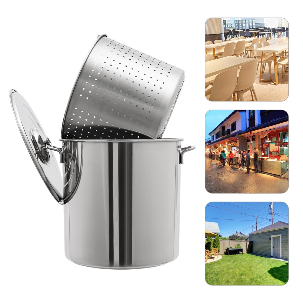 Large Seafood Boil Pot with Basket, Strainer & Lid for Shrimp, Crab, and Turkey Frying