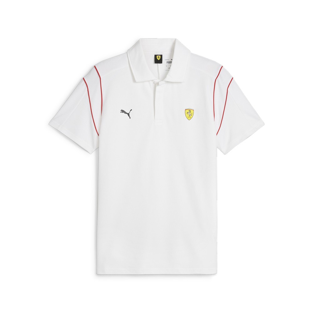 PUMA Scuderia Ferrari Race Mt7 Short Sleeve Polo Shirt Mens White Casual 6238120