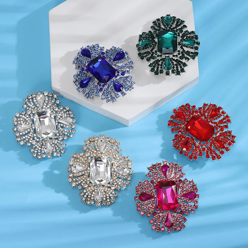 Colorful Crystal Cross Classic Vintage Brooch Pin Delicate Banquet Accessories