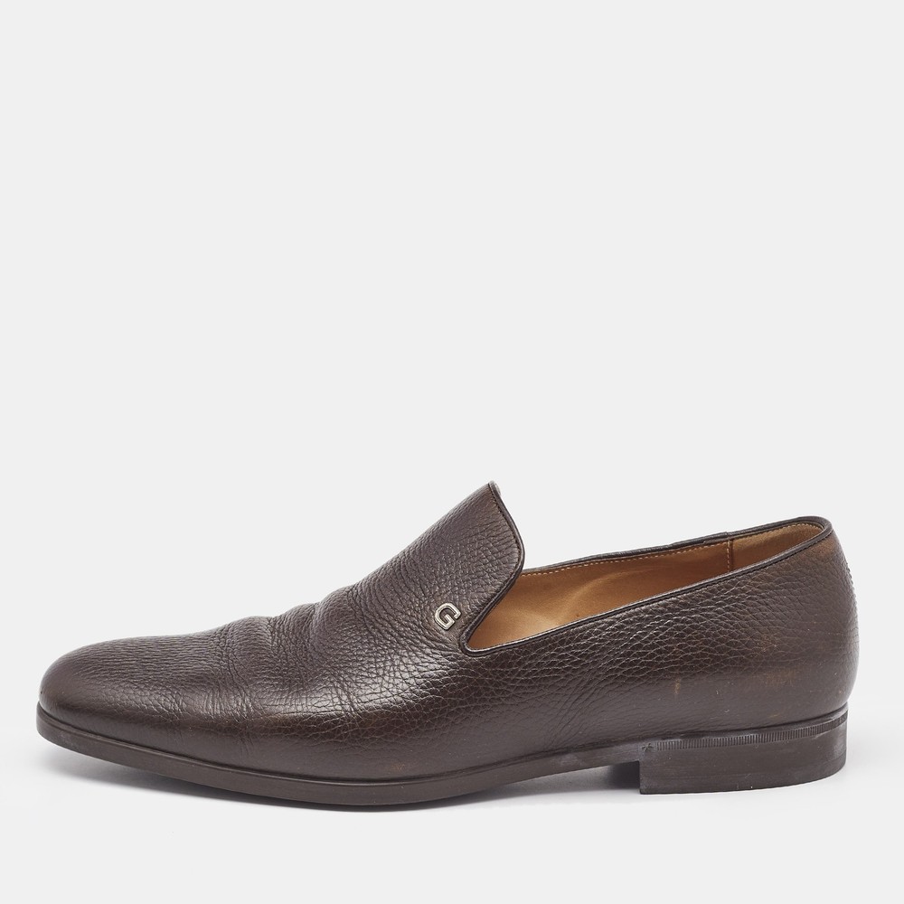 Gucci Brown Leather Slip-On Loafers Size 40.5 EU