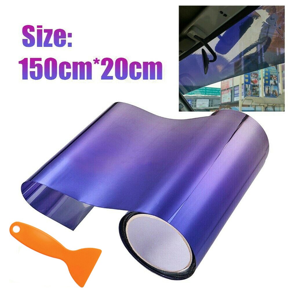 Car Decal Window Sun Visor Strip Tint Film Windshield UV Shade Banner + Scraper