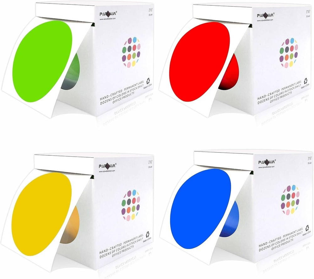 Versatile 3 Inch Round Color Coding Dot Stickers - 2000 PCS for All Purposes