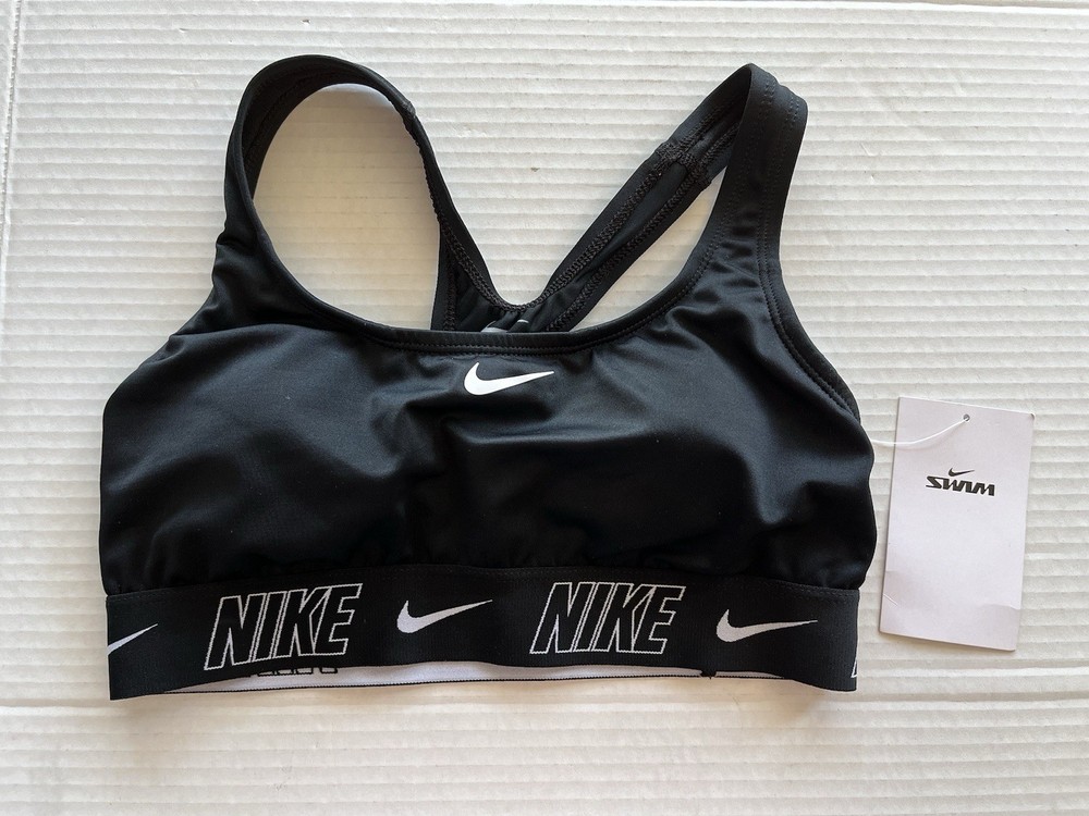 Nike Swim Black Logo Racerback Bikini Top XS