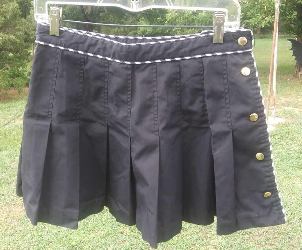 Vintage Wilson Tennis Skirt Sz 10 Black White Pleated Mini Side Button~Beauty~vb