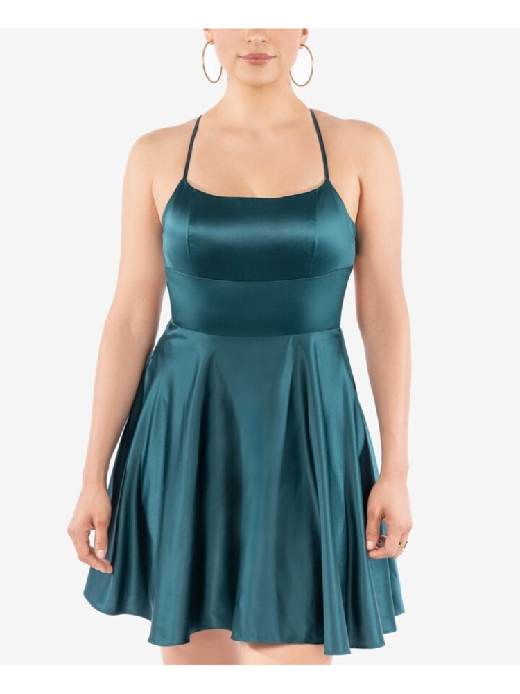 B DARLIN Womens Green Fitted Lace-up Back Molded Cups Short Dress 11\12