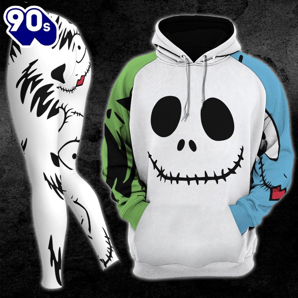 Christmas Half Blue Half Green Nightmare Combo Hoodie and Leggings -