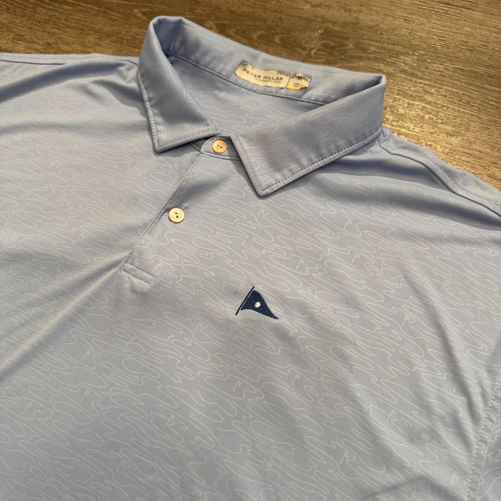 Peter Millar Polo Shirt Mens XL Blue Featherweight UPF 50 Golf Performance