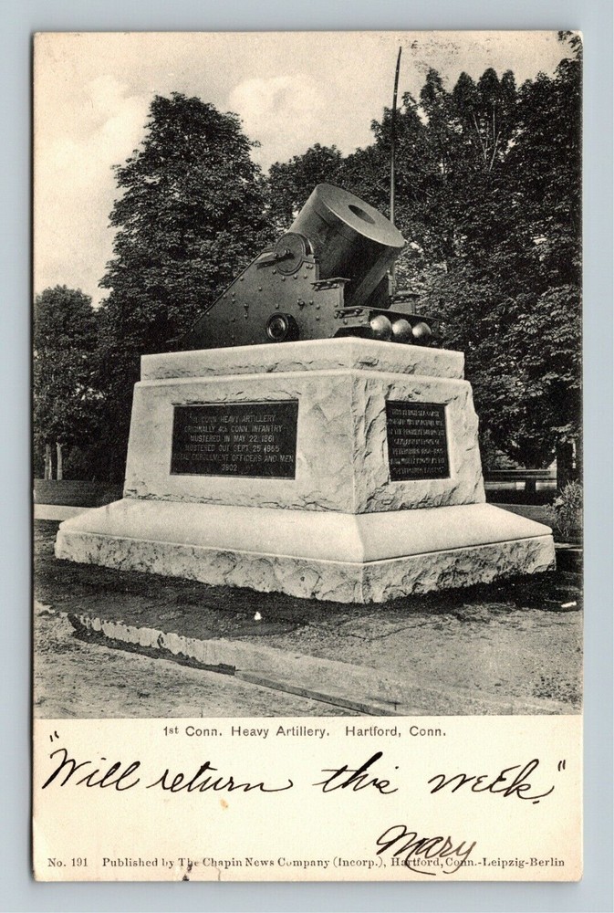 Hartford CT-Connecticut, Connecticut Heavy Artillery c1906 Vintage Postcard