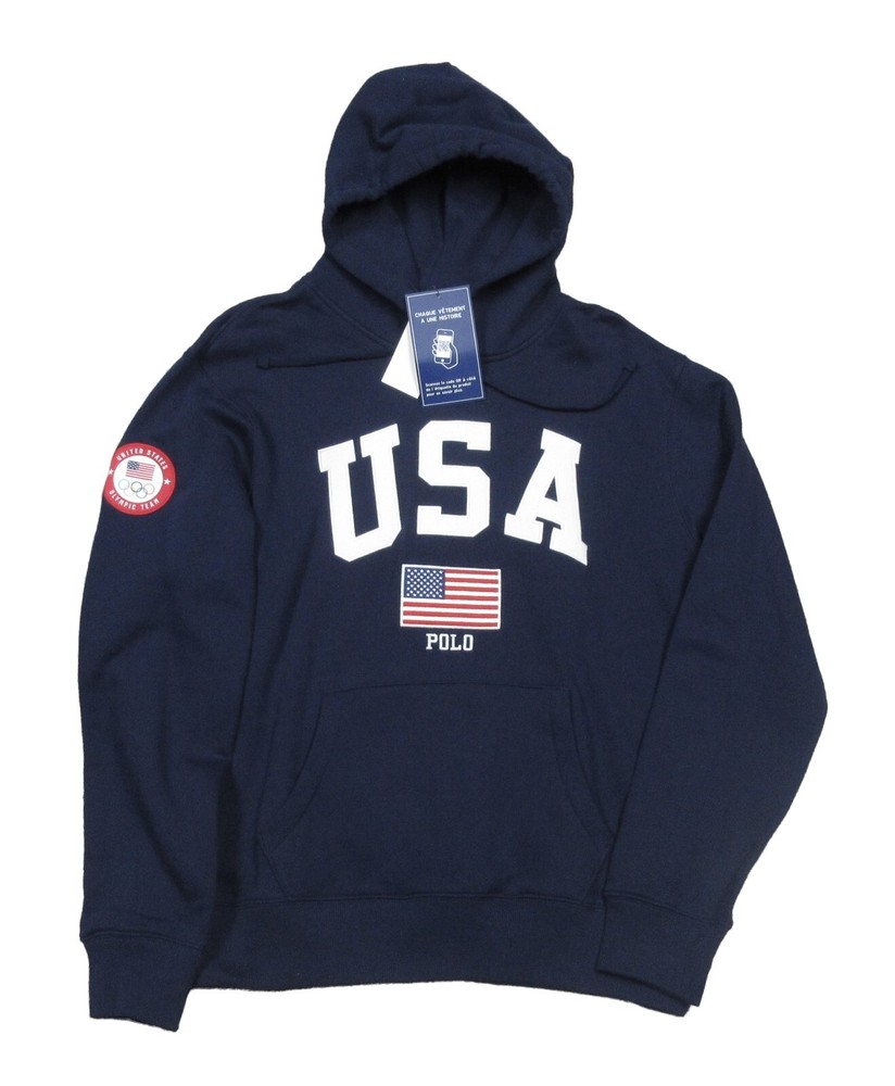 Polo Ralph Lauren Men's Navy Team USA Graphic Fleece Pullover Hoodie
