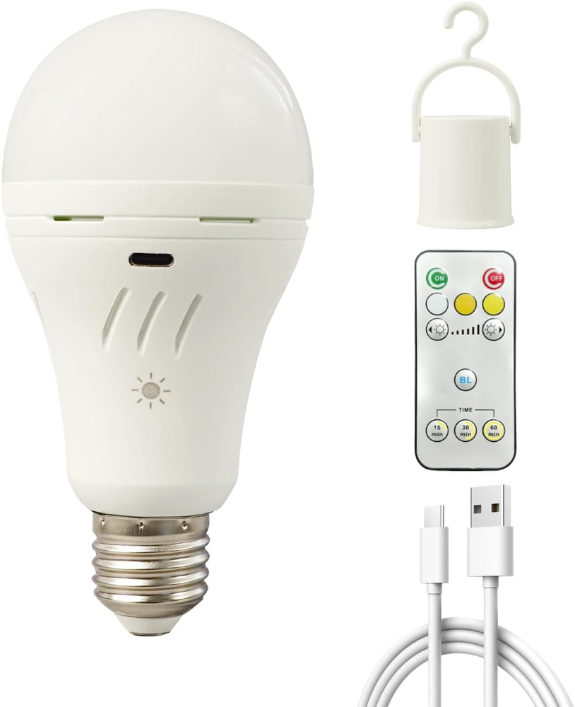 Rechargeable LED Bulb with Remote - 3 Brightness & Color Modes, USB Powered for Portable Lighting