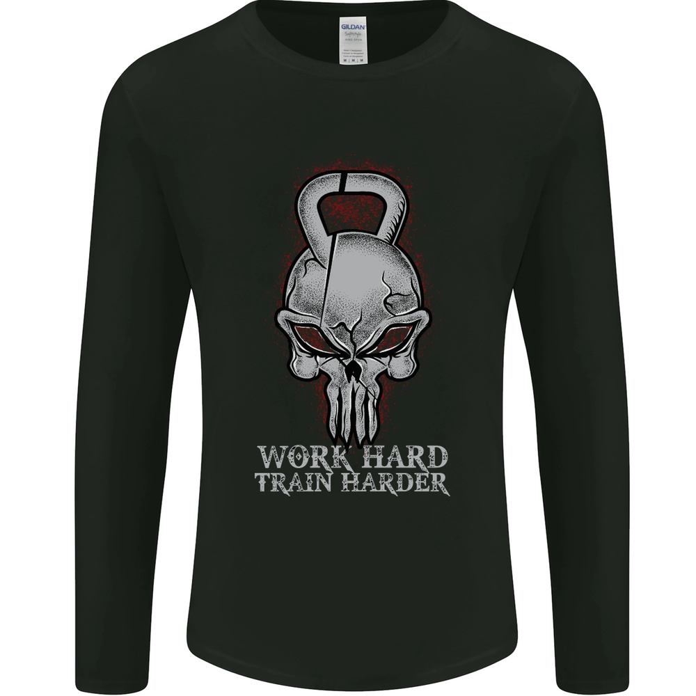 Work Hard Train Harder Training Top Workout Mens Long Sleeve T-Shirt