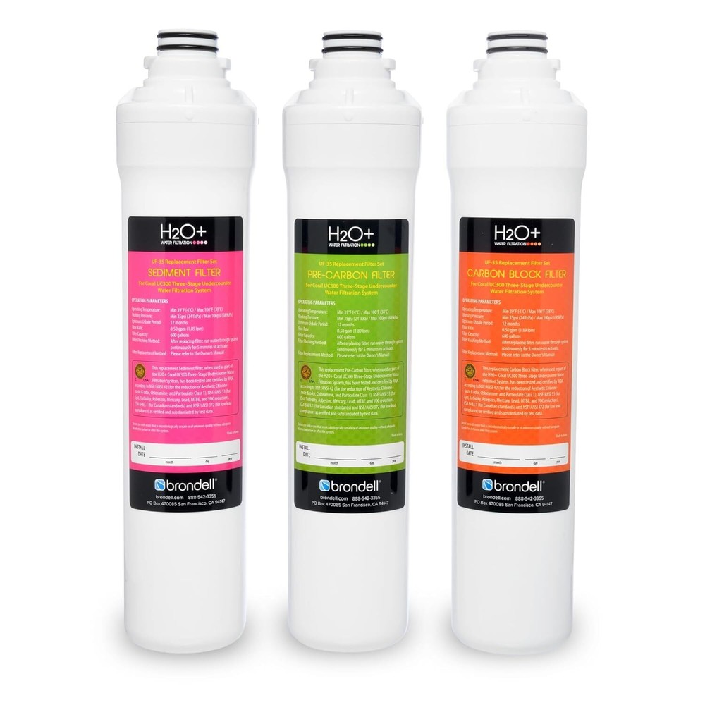 Brondell H2O+ Coral UC300 Three-Stage Undercounter Water Filtration System...