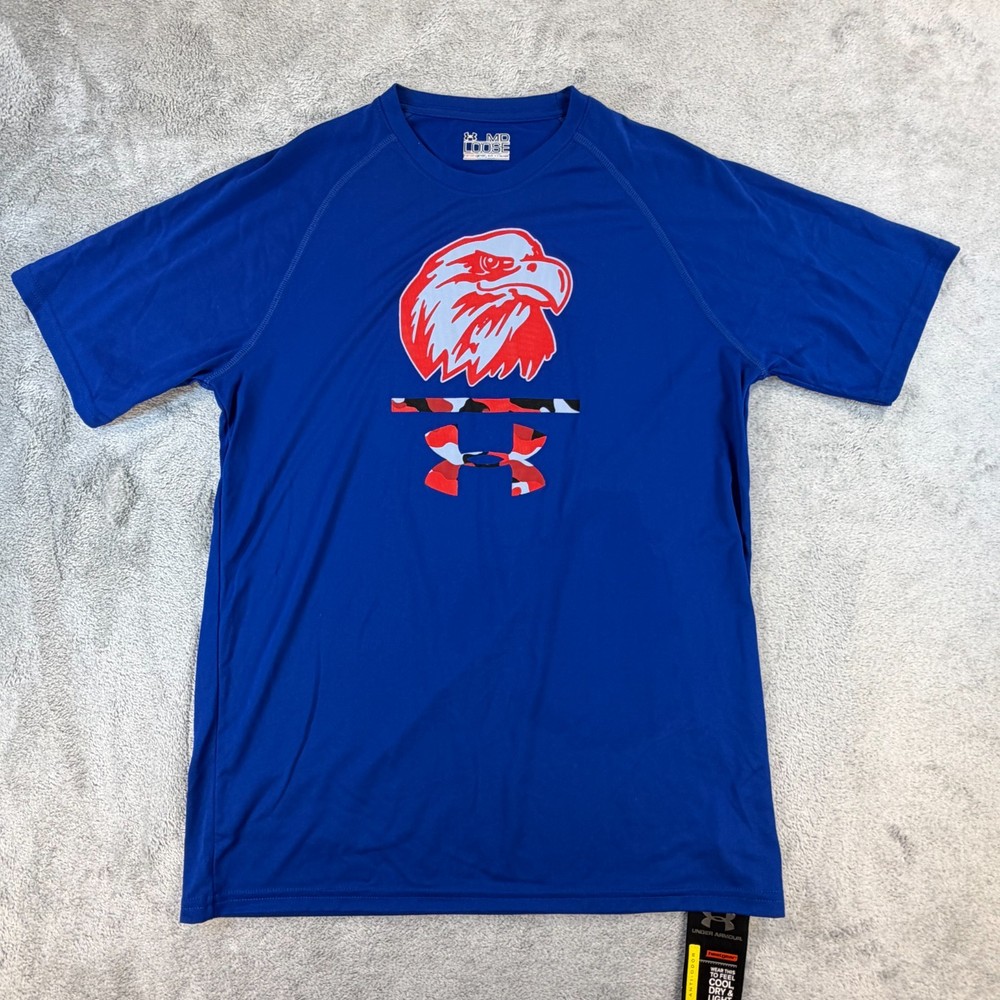 Under Armour HeatGear T-Shirt Men’s M Loose Fit Blue Graphic NWT