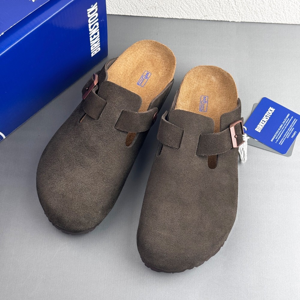 Birkenstock Boston Mocha Suede Leather Soft Footbed Clogs Shoes EU 37-45