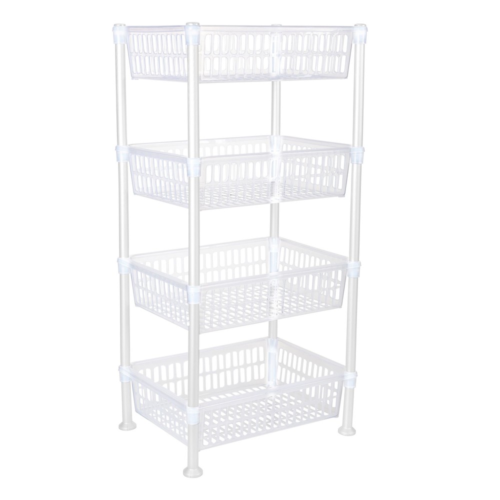 White 4-Tier Slim Plastic Storage Shelf for Kitchen & Living Room
