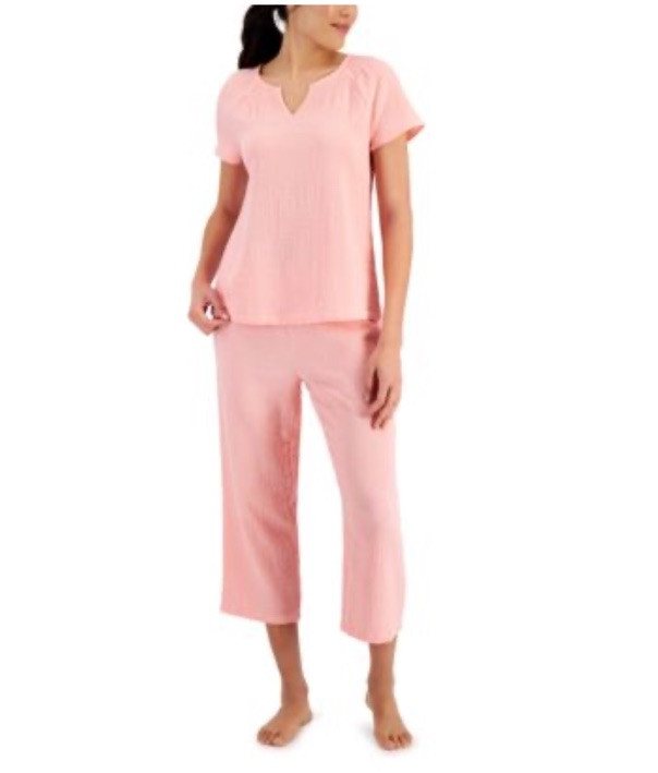 Charter Club Womens Cotton Gauze Cropped P Orange Blossom S #19