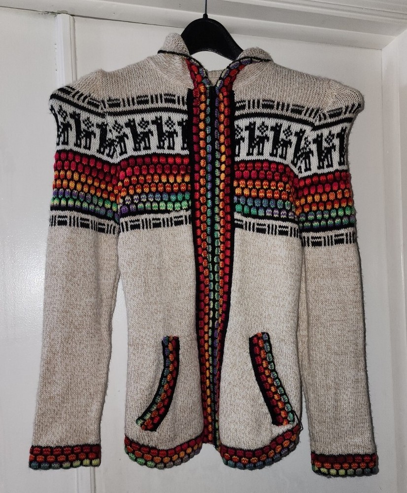 Women's Alpaca Cardigan Sweater Peruvian Full Zip (Estimated M Medium)