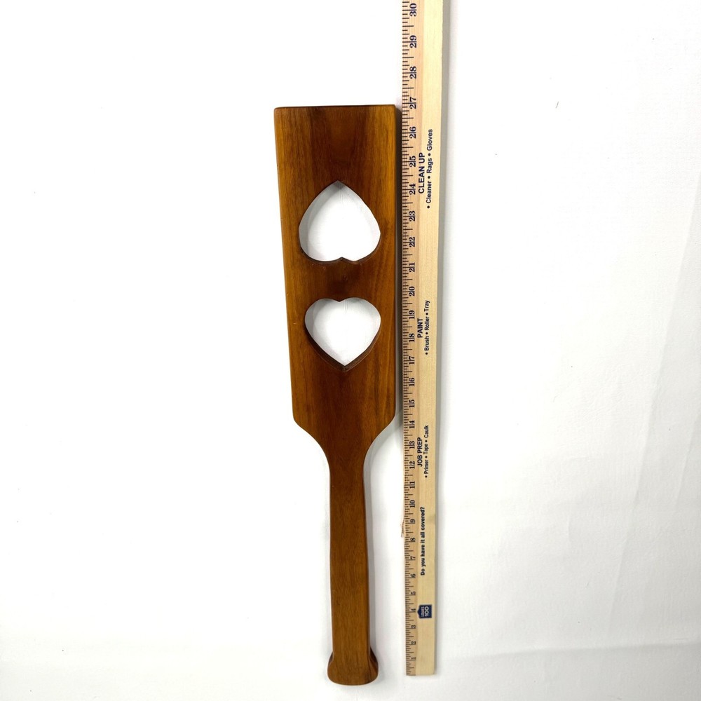Wooden Butter Paddle Double Heart Wall Decor Unbranded Hanging 27