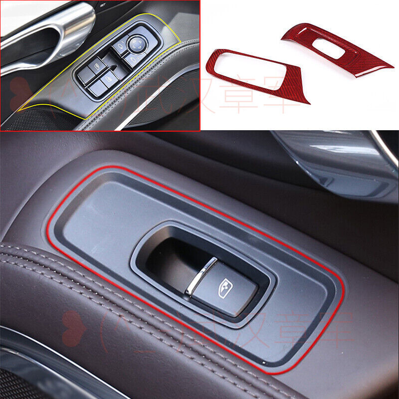 Red Carbon Glass Window Lifting Panel Decoration 2PCS For Porsche 718 911 13-22