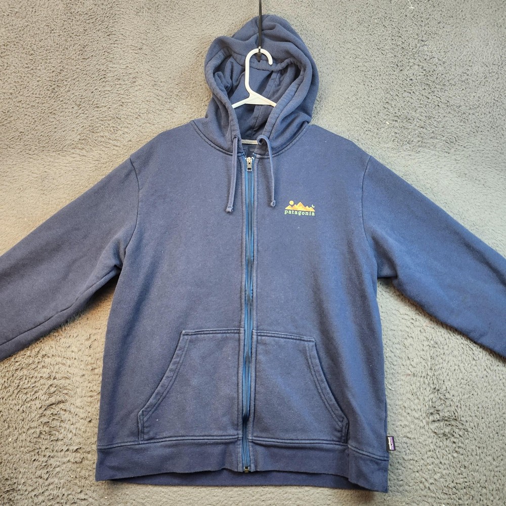 Patagonia Hoodie Mens Large Blue Uprisal Full Zip Graphic Back Fleece 39539Z21