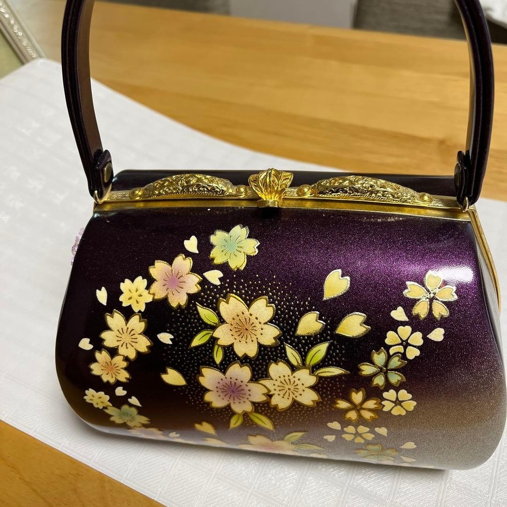 Purple bag & zori sandals set, 24cm, 18cmx12cm, used, Japanese origin