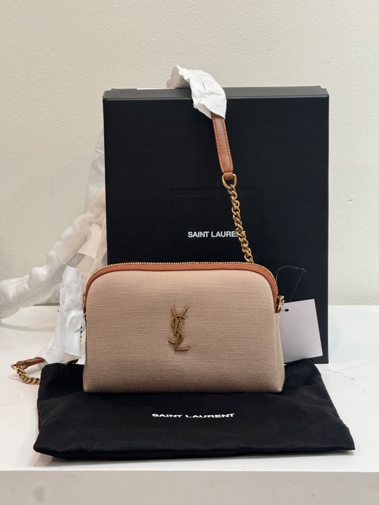 Saint Laurent Gaby Mini Canvas Crossbody Bag in Black