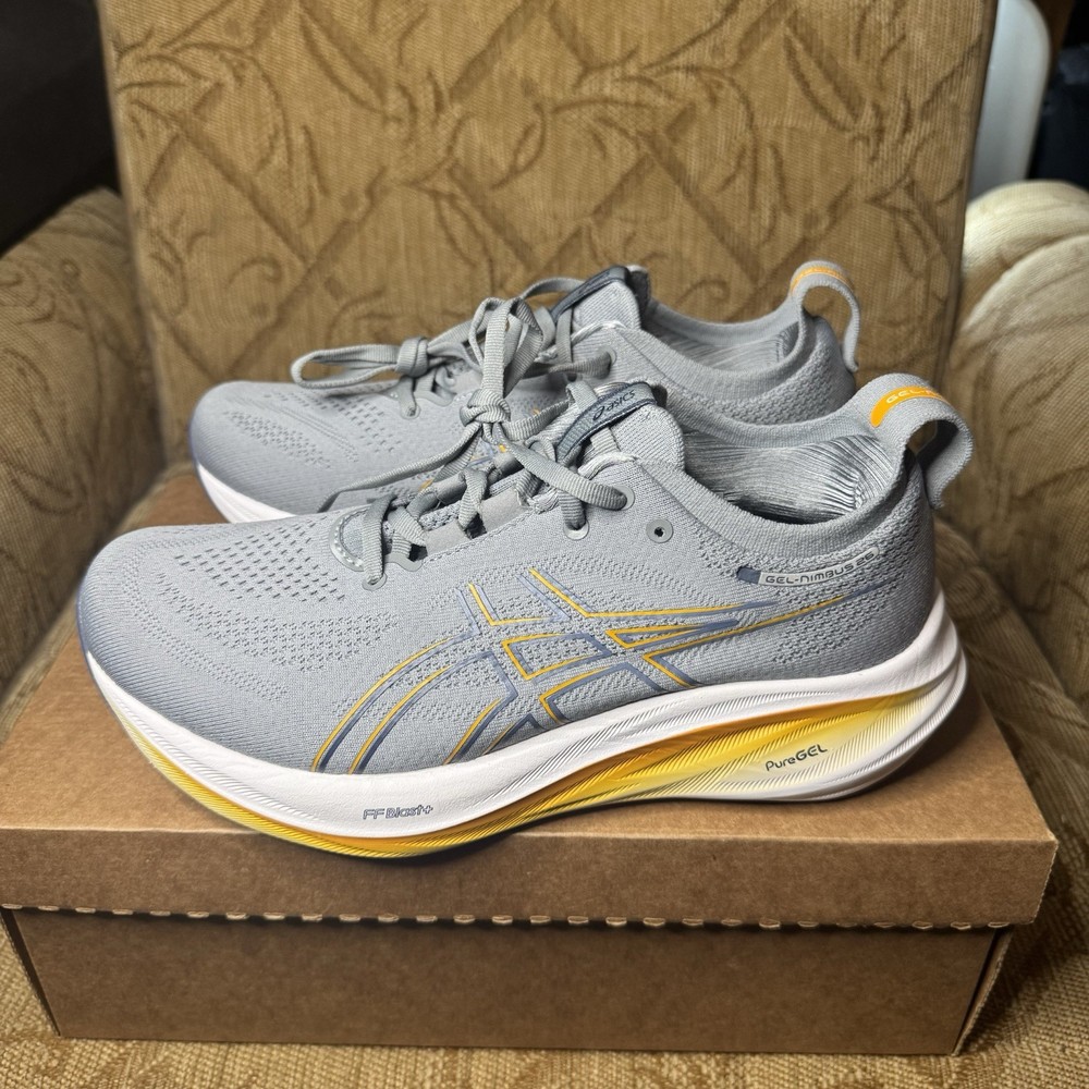 MISMATCH SIZES* Asics Gel-Nimbus 26 Men Running Shoes Grey Orange (Read!)