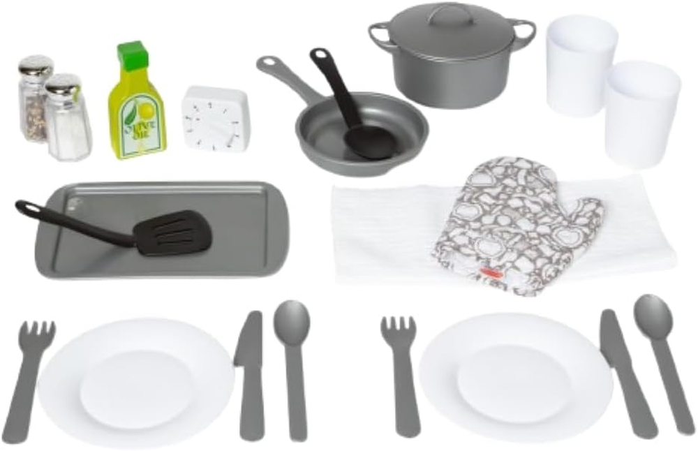 22-Piece Pretend Play Kitchen Set with Pots, Utensils, Timer & More – For Ages 3