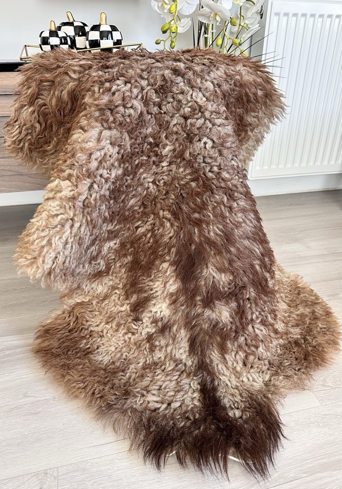 %100 Natural Gotland Sheepskin Rug,sheepskin Pelt,Natural Color,camel.mink