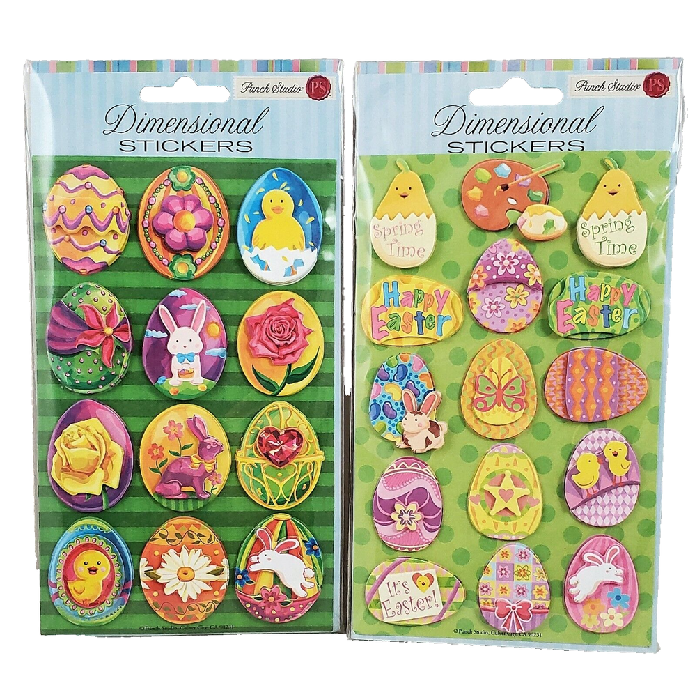 Happy Easter Spring Time Dimensional Stickers 2 sets Punch Studio Scrapbook