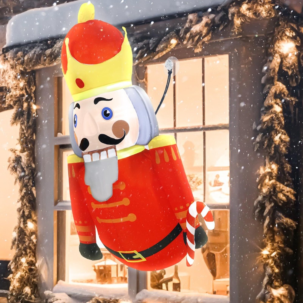 3.5 Ft Christmas Inflatable Nutcracker Window Hoilday Xmas Decorations For Home