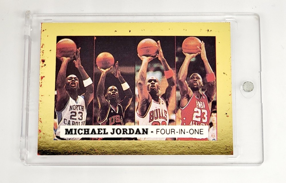 1989 Michael Jordan UNC Bulls All-Star Daytona 4-in-1 Gold Edition Trading Cards