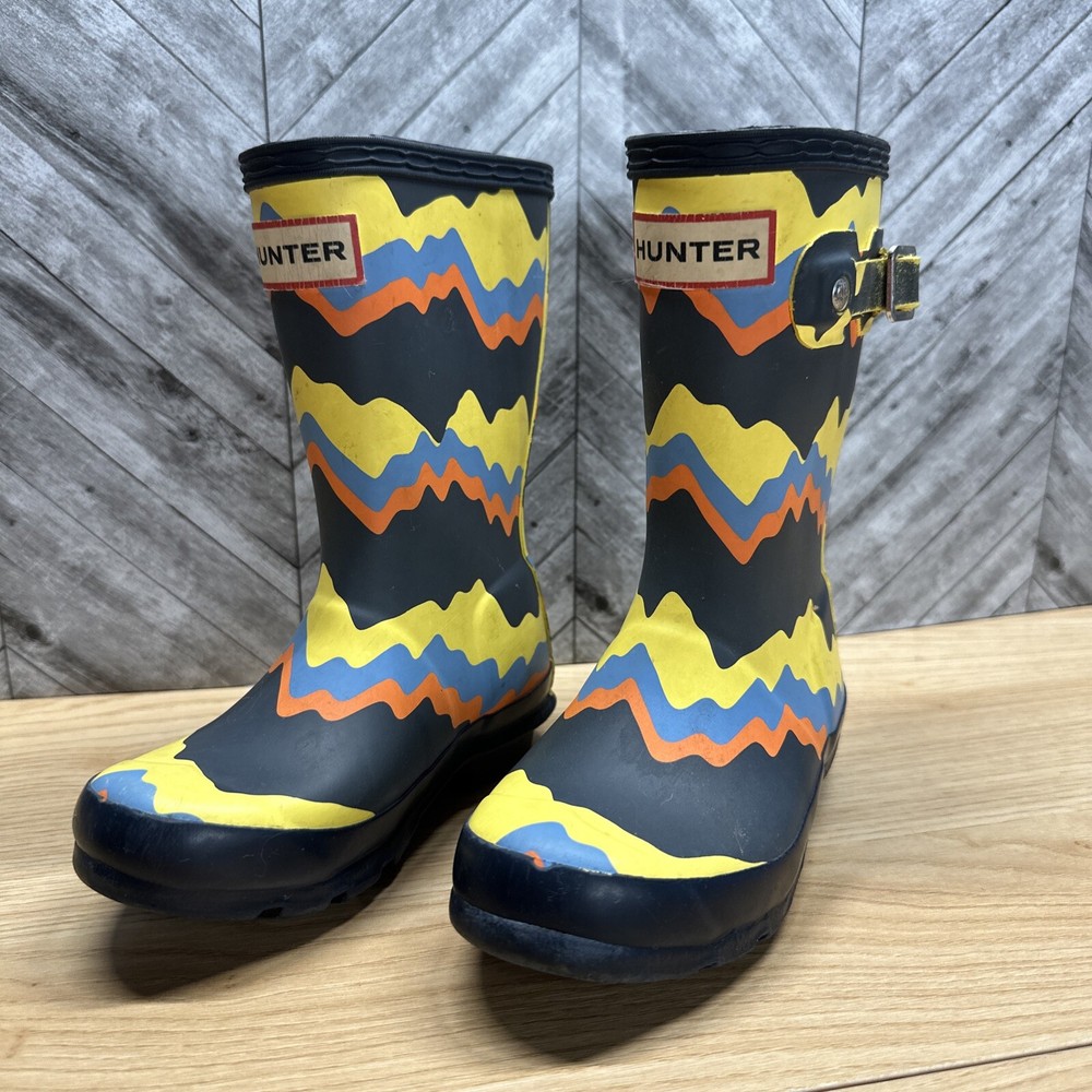 HUNTER Kids FIRST STORM STRIPE Unisex Rain Boots Size 10 Boys 11 Girls