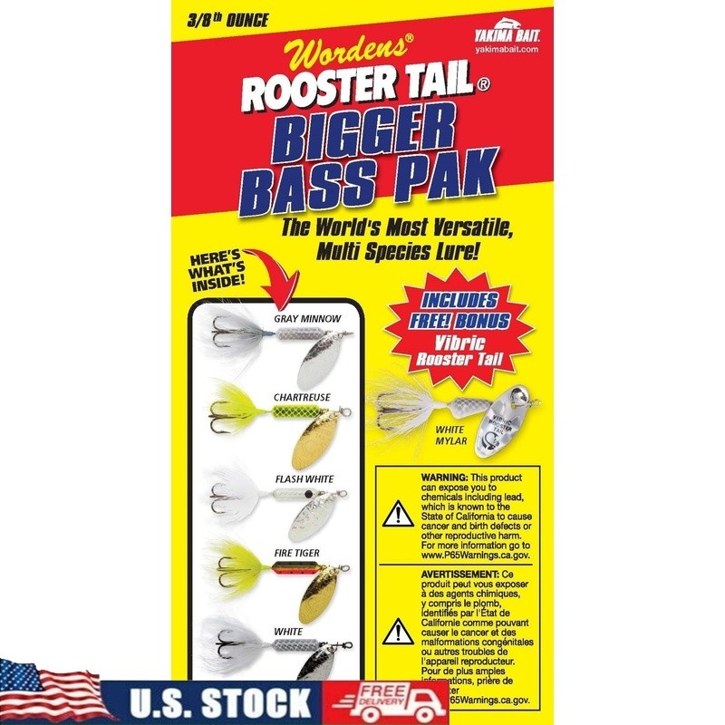 Rooster Tail Spinner Fishing Lure Kit 3/8oz Assorted Colors W/ Tackle Box New
