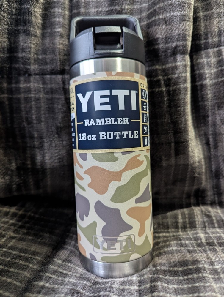 Limited Edition Yeti Rambler 18oz Tan Camo Water Bottle with Straw