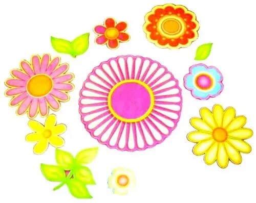 flowers leaf crafts wall sticker peel & stick  5 inch 11pc set