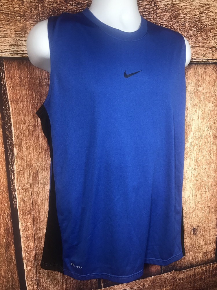 NIKE DRI-FIT BLUE SLEEVELESS ATHLETIC WORKOUT SHIRT MENS MEDIUM GOOD CONDITION