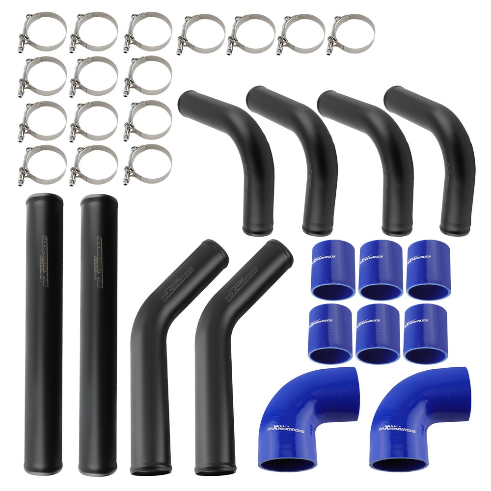 2.5 Inch Universal Aluminum Intercooler Turbo Pipe Kit with Gray Silicone Hose
