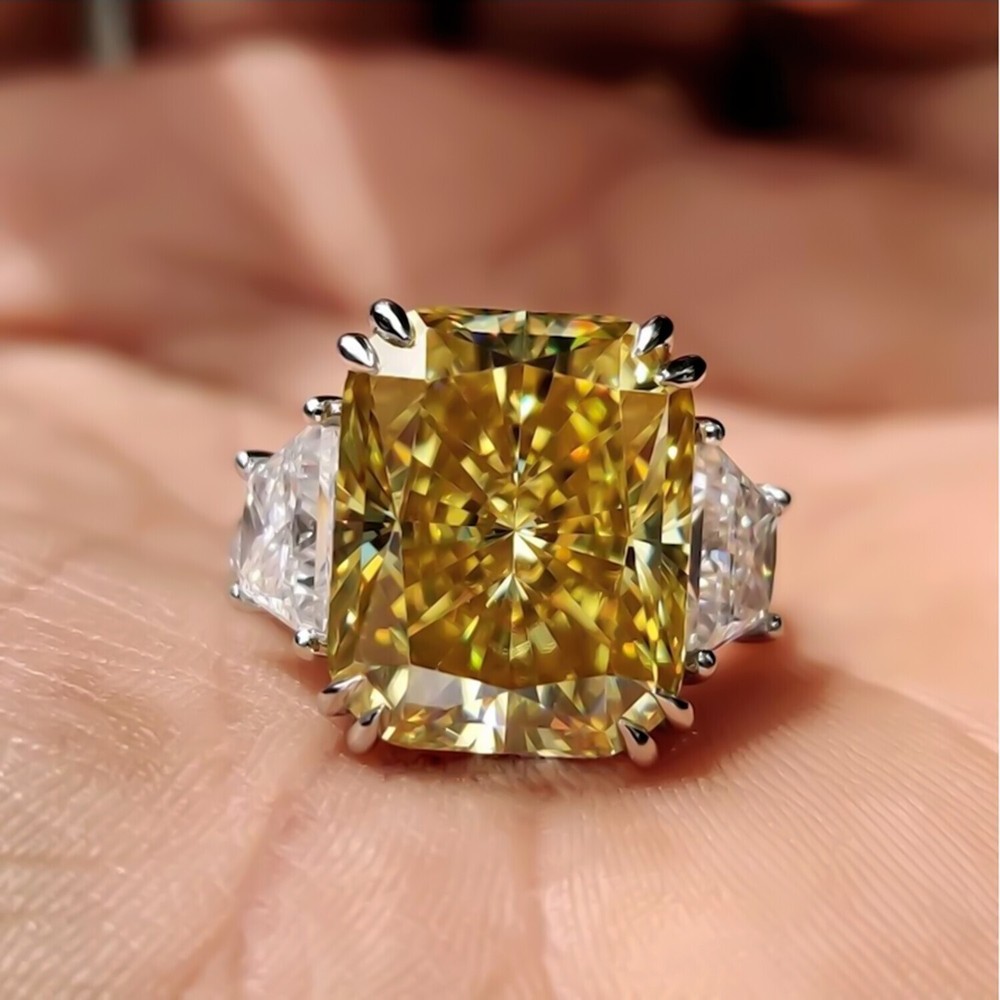 12 Ct Champagne Diamond Ring 925 Silver Festive Gift for Her Statement Look