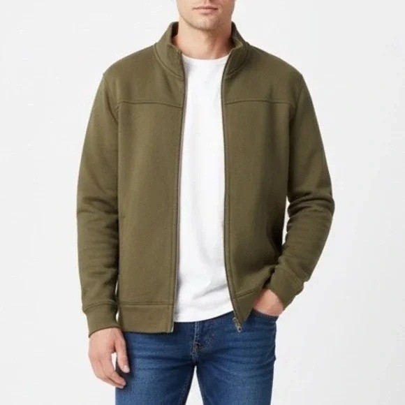 American Giant Moto Jacket Mens Medium Olive Green Full Zip Cotton Street Wear