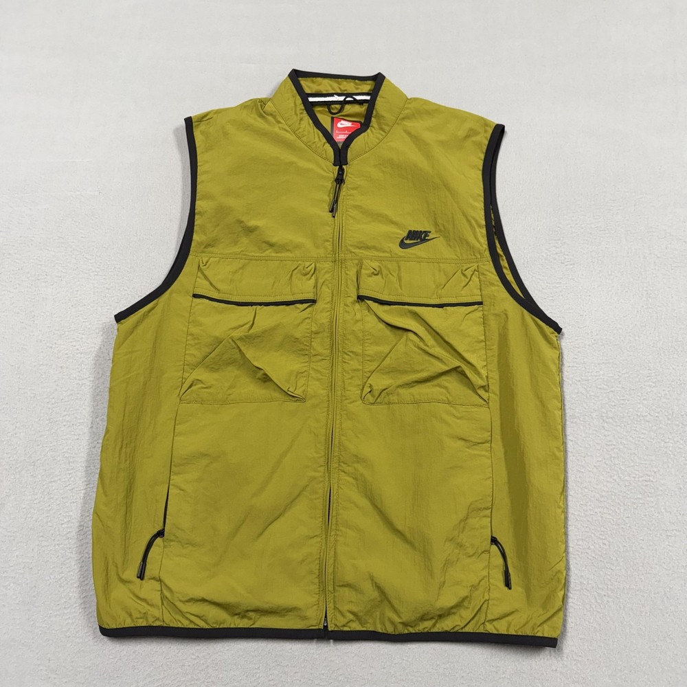 Nike Vest Mens Small Green Lightweight Windbreaker Utility Full Zip Pockets