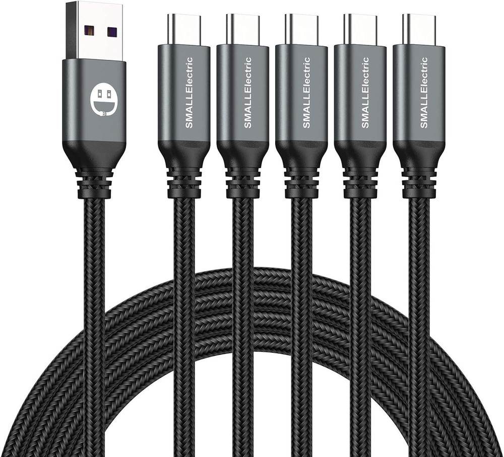 USB Type-C to A Cable 5pack 6ft Braided Fast Charging 3A Quick 6foot, Grey