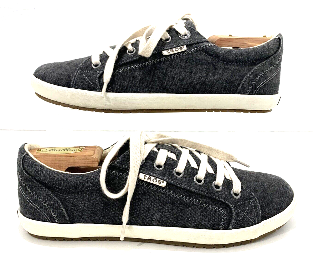 Taos Star Charcoal Black Grey Canvas Sneakers Size 9.5 Lace-Up Tennis Shoes On Sale