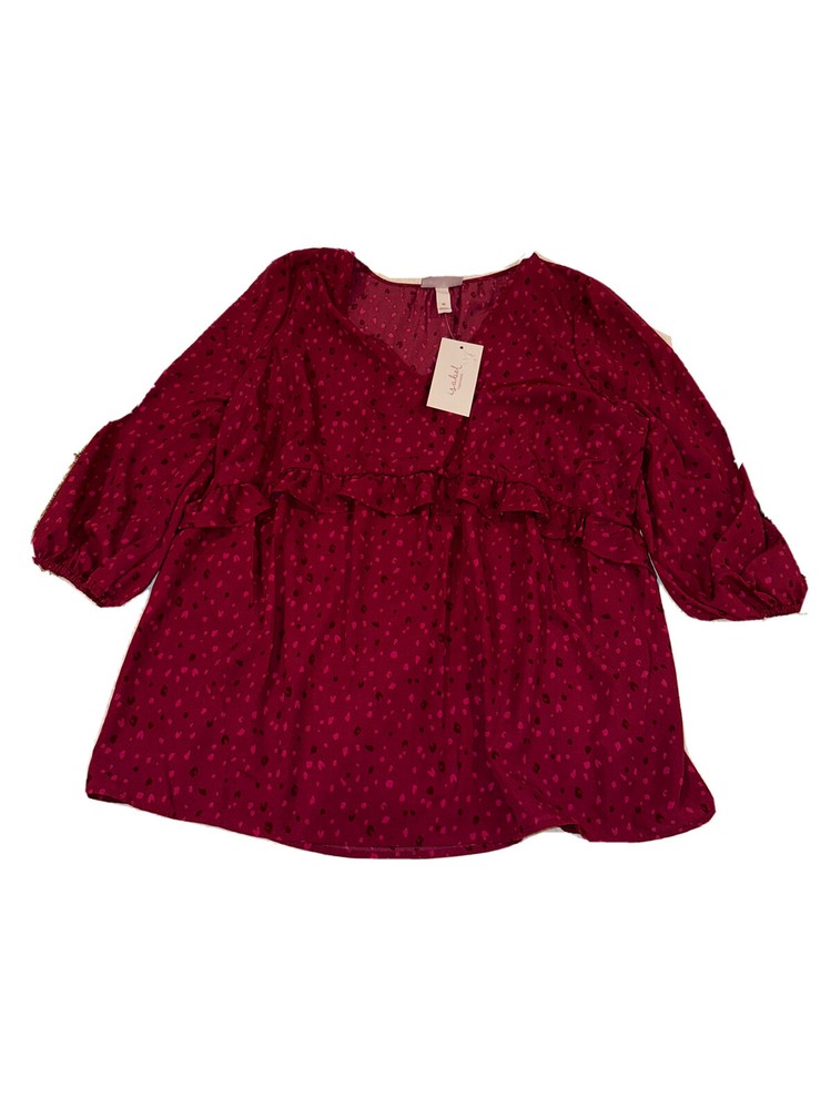 Isabel By Ingrid + Isabel Womens Size M Purple Berry Pring Blouse New With Tags