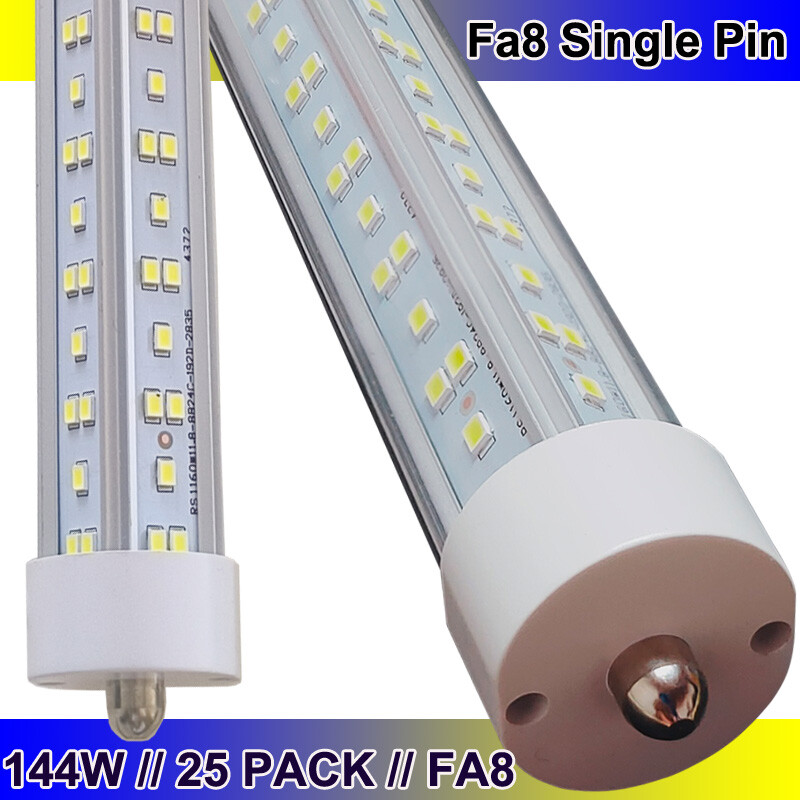 25PC T8 8FT LED Shop Light Bulbs FA8 Single Pin 144W 8FOOT LED Tube Lights US